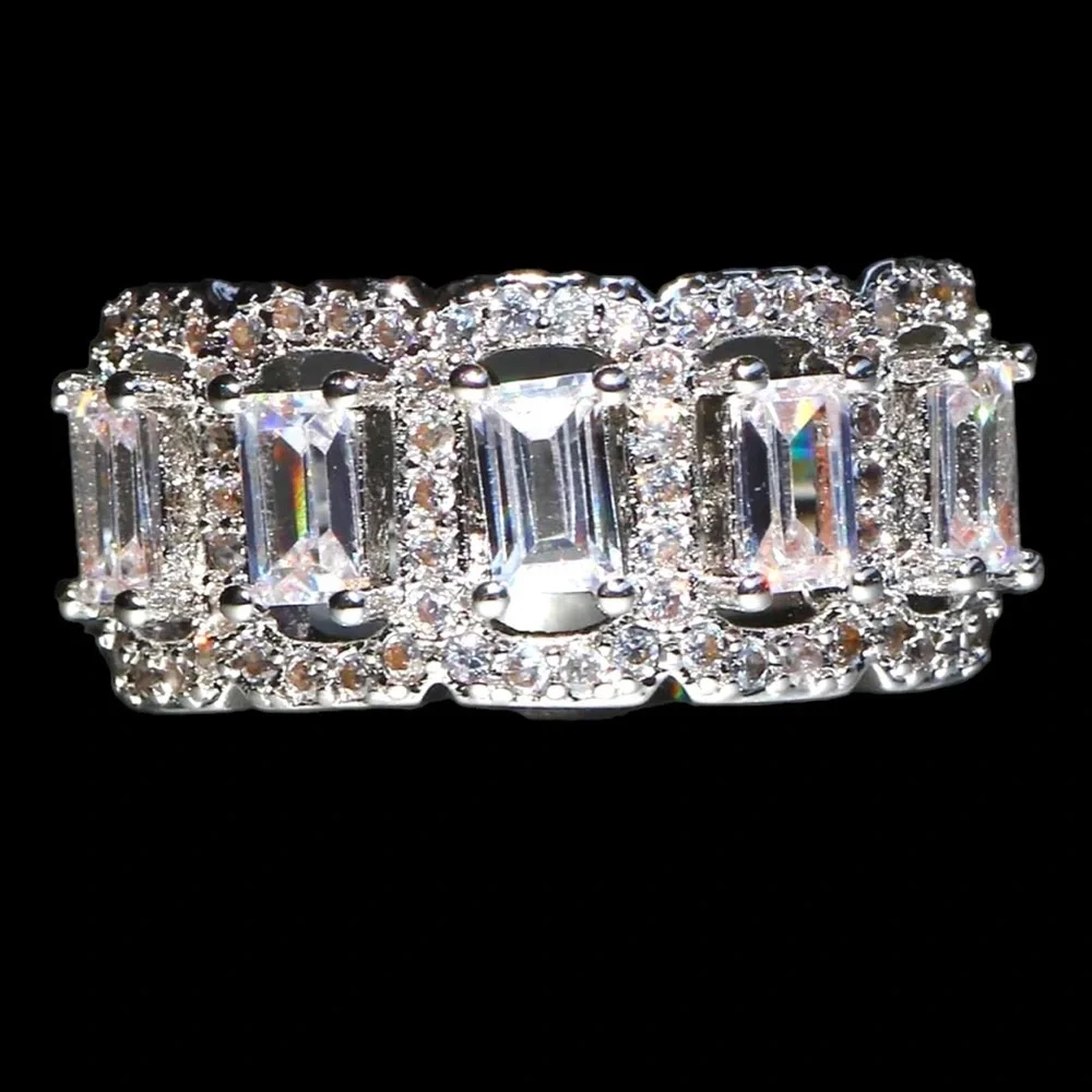 Zircon 925 Silver 5 Stone Band Ring